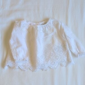 babyGap white cotton eyelet long sleeve swing blouse 3-6 months baby girl